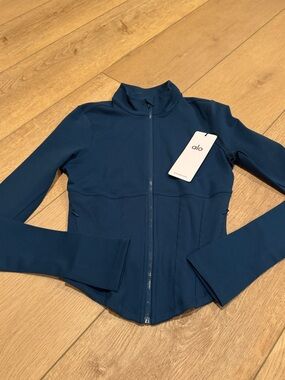 ALO Yoga Blue Full-Zip Bomber Jacket